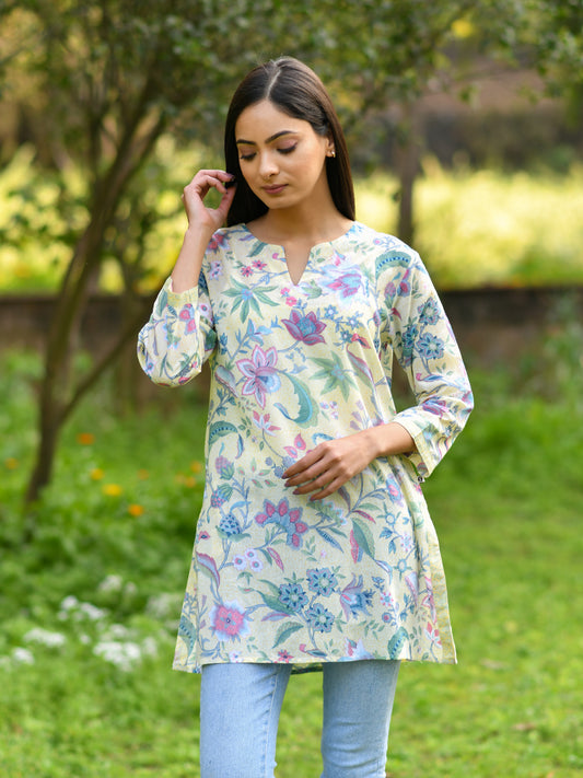 V Neck Tunic : Kerala Butter