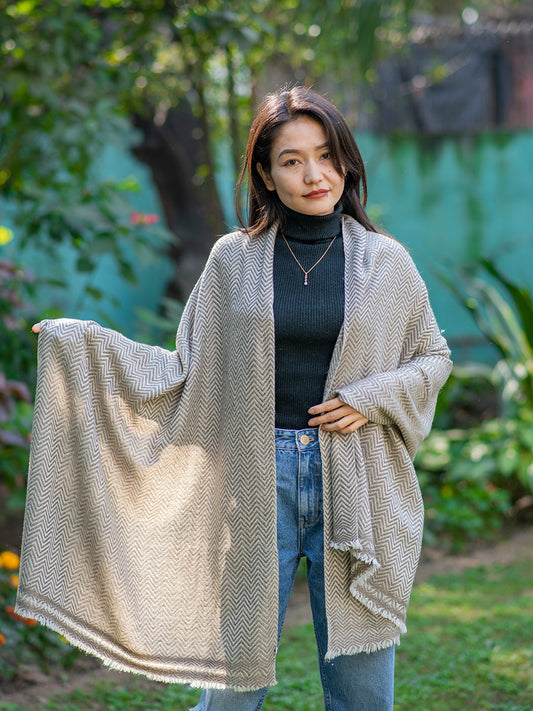 Soft Wool Stole : Chevron Dark Grey