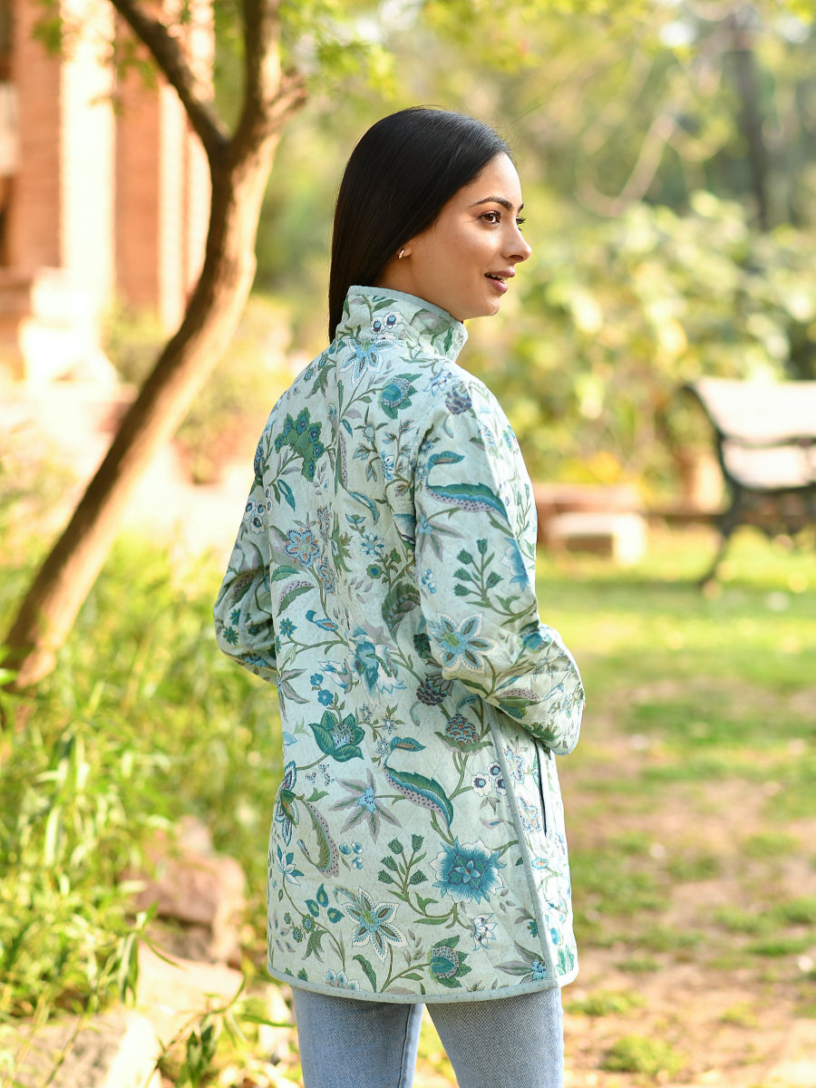 Kerala Quilted Coat : Aqua