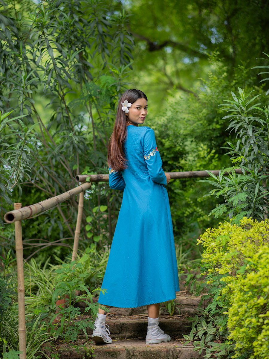 Anarkali Wrap : Deep Blue