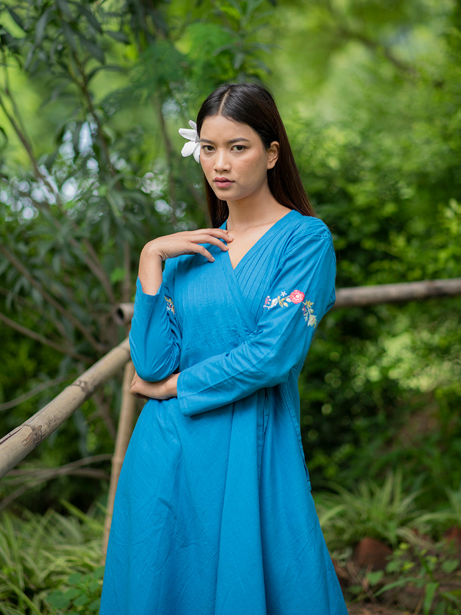 Anarkali Wrap : Deep Blue