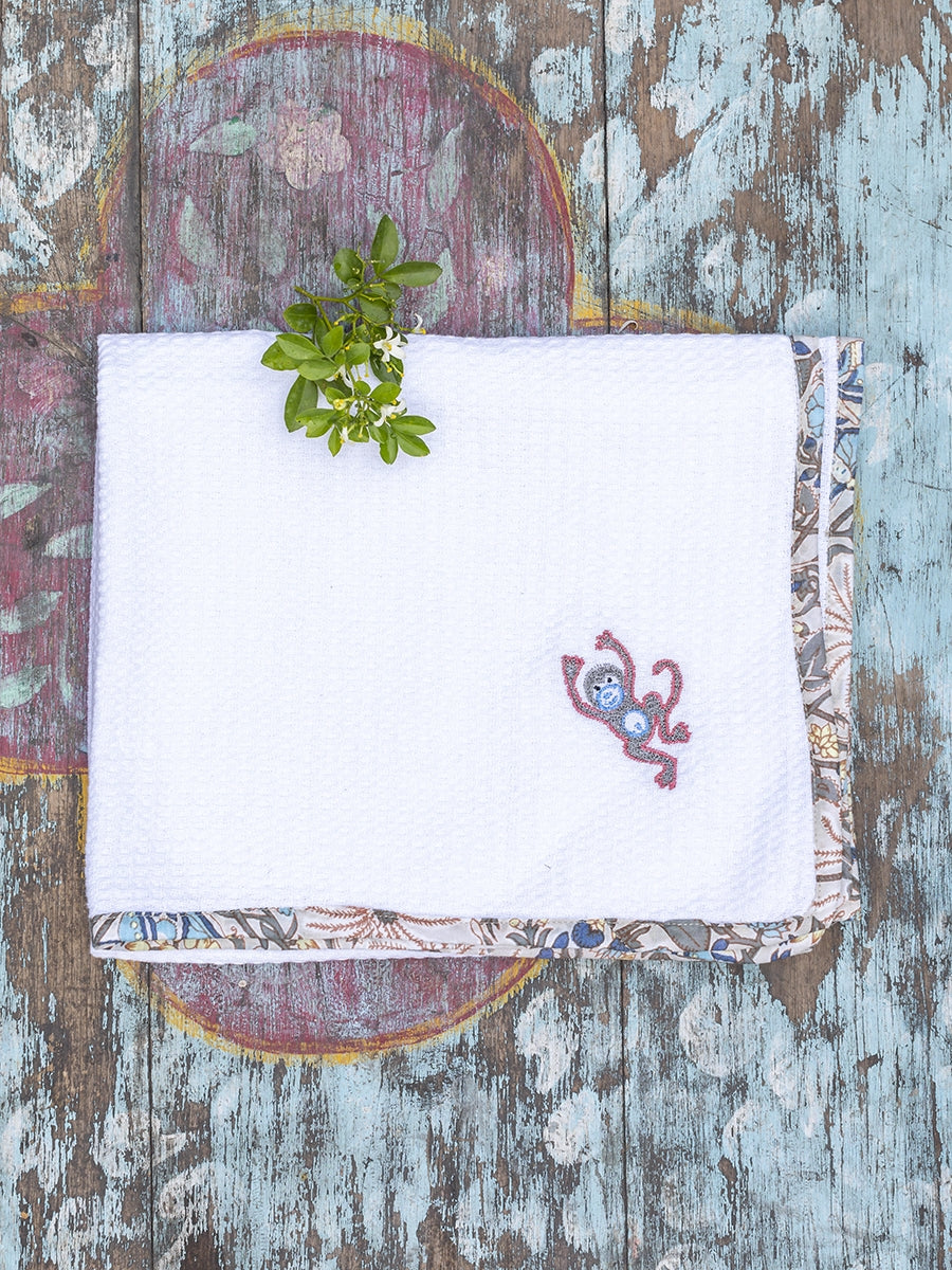 Monkey Embroidered: Bath Towel