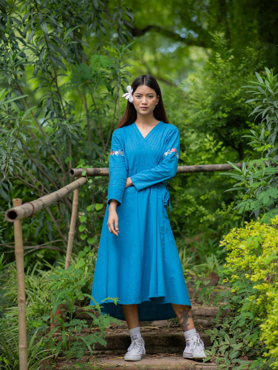 Anarkali Wrap : Deep Blue