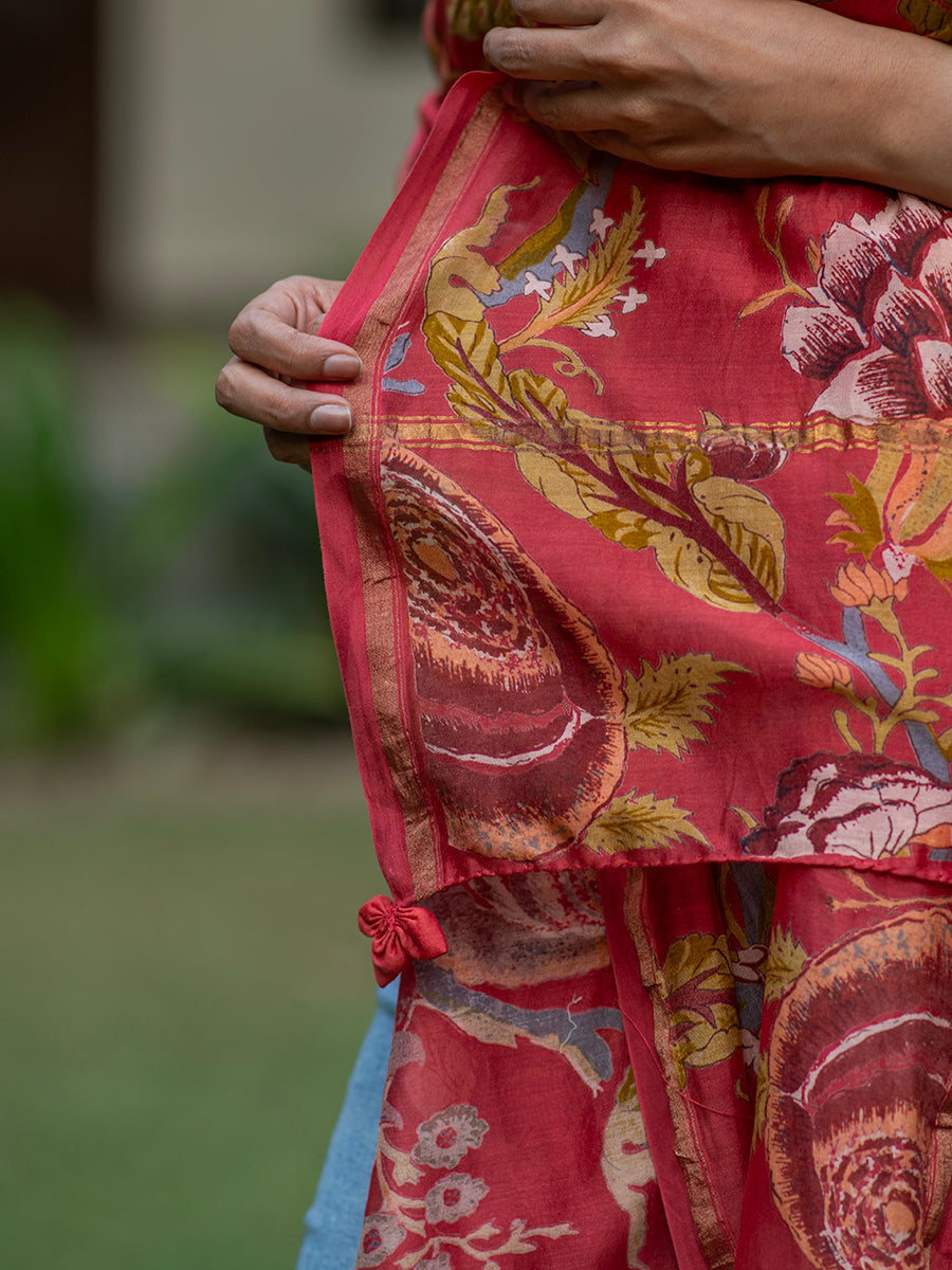 Chanderi Stole : Sequoia Red