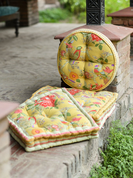 Floor Cushion : Bird Yellow