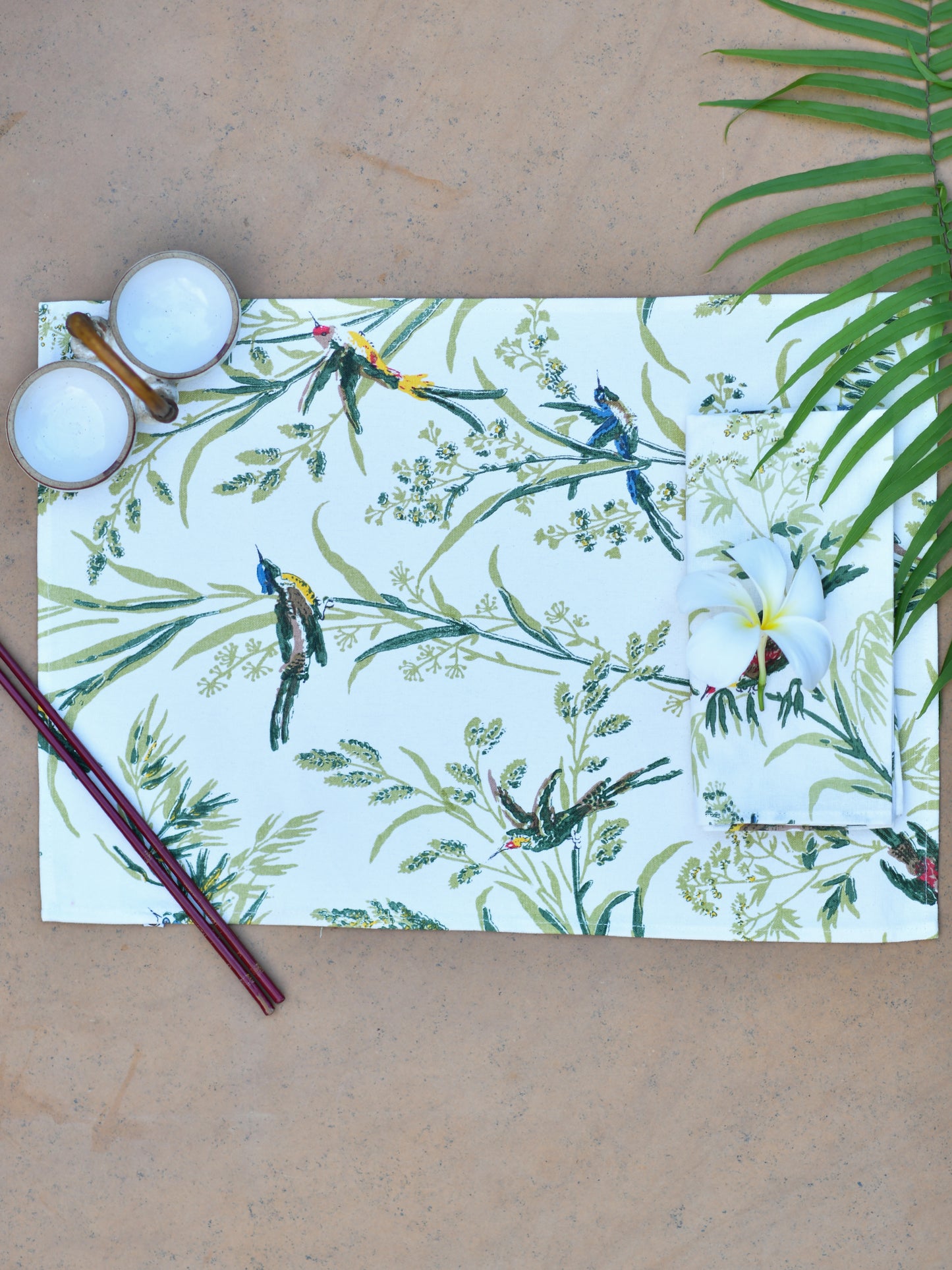 Placemat set of 6 : Humming Bird Natural