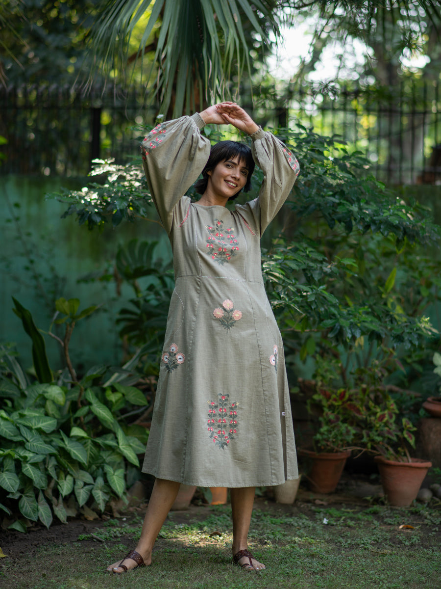 Embroidered Janis Dress : Sage