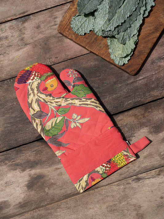 Printed Oven Mitt : Bird Coral