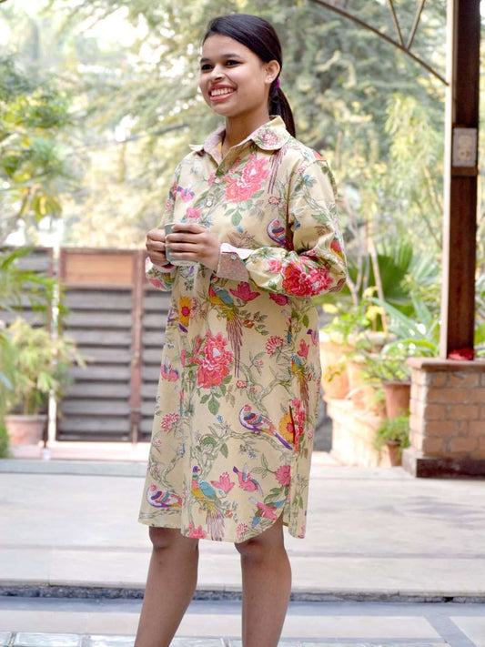 Punjabi Kurta : Bird Lime