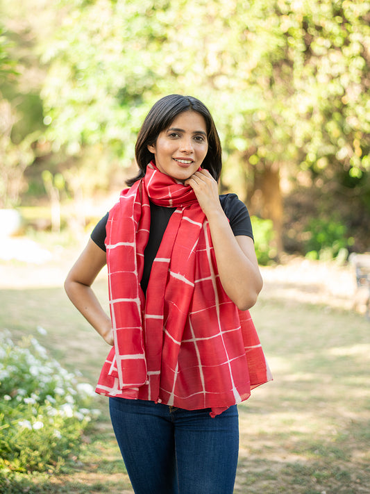 Tie Dye Stole : Square Red