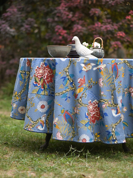 Table Cloth Round : Bird Blue