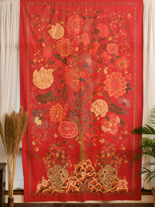 Voile Curtain Tree of Life: Red