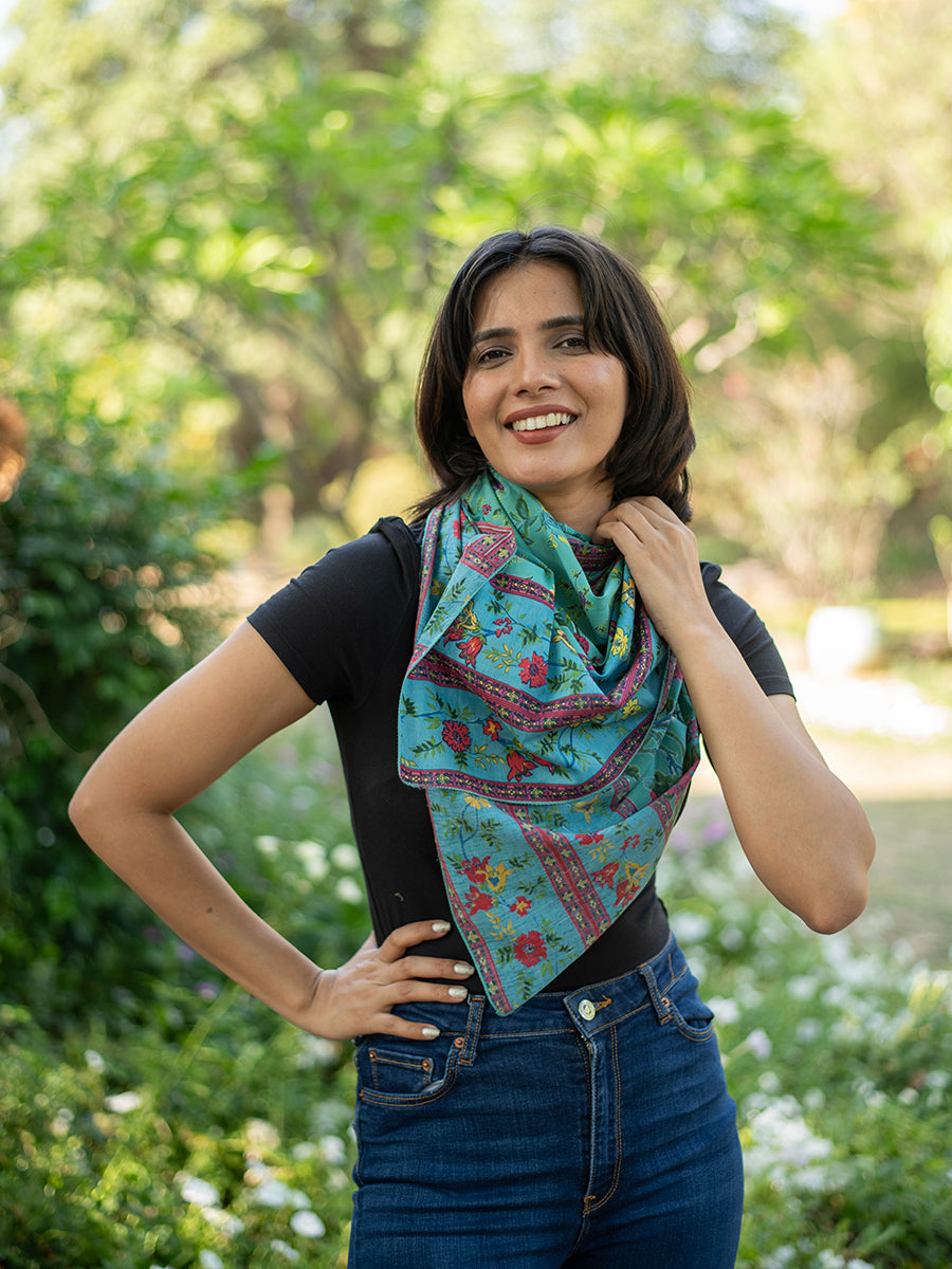 Border Stole : Sardinia Teal