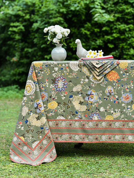 Printed Tablecloth Border: Malabar Olive