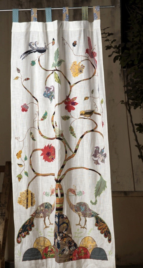 Printed Tol Slub Curtain : Natural