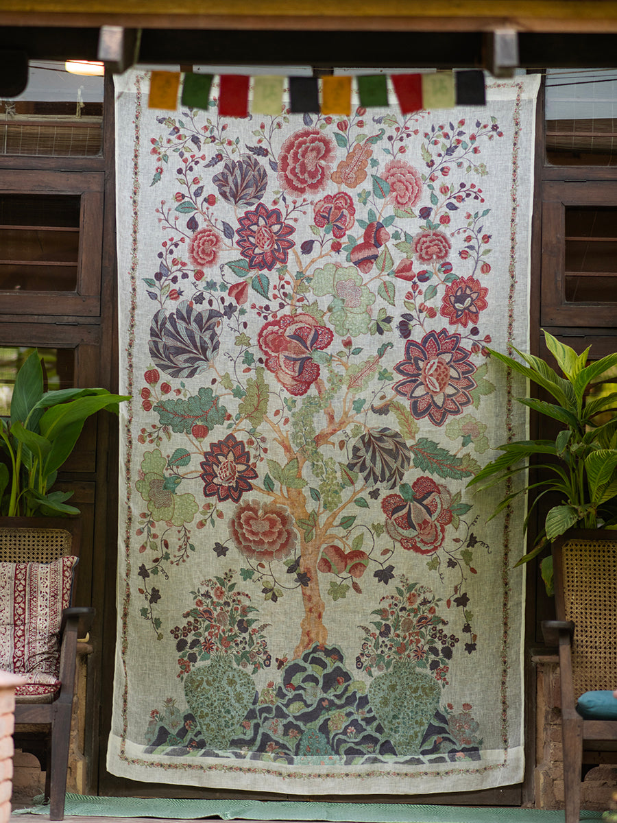 Textured Curtain Tree Of Life Natural