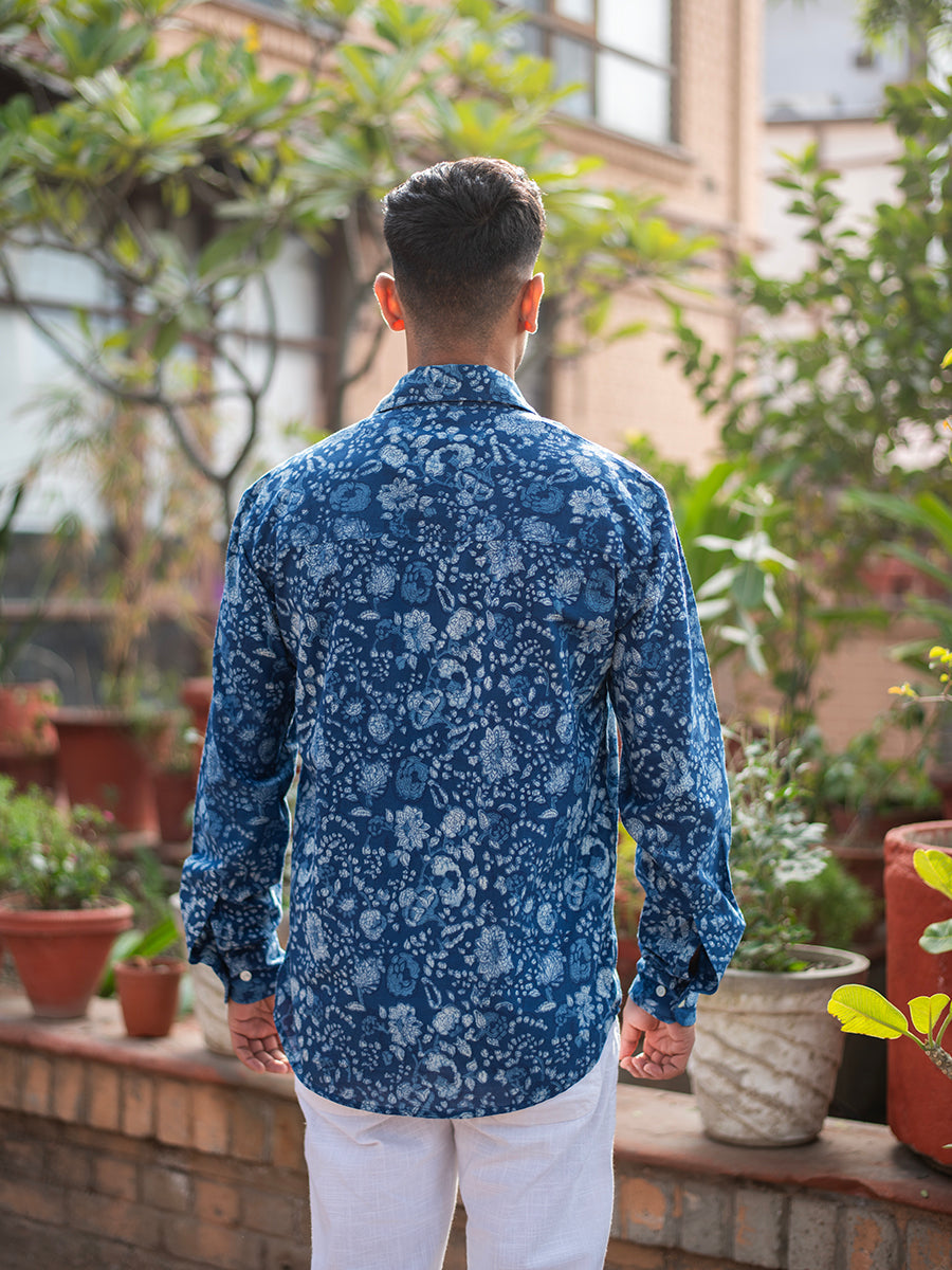 Xavier Mens Shirt : Gulmohar Indigo