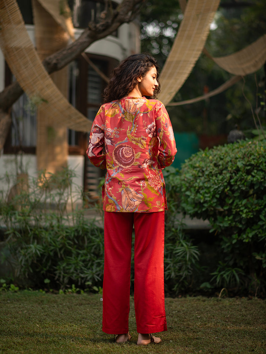 Churidar Top : Sequoia Red