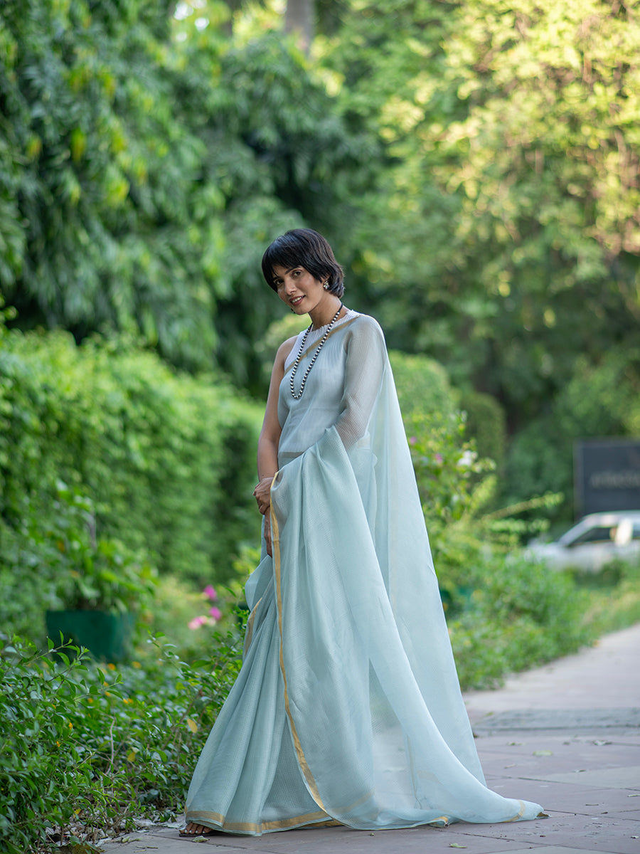 Kota Silk Saree : Sky