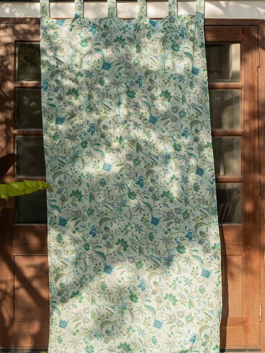 Printed Voile Curtain : Kerala Aqua