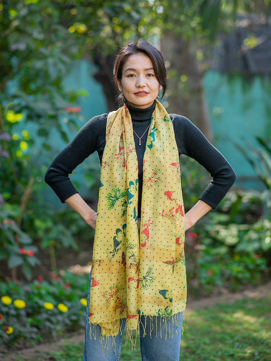 Mulberry Silk Stole : Butterfly Yellow