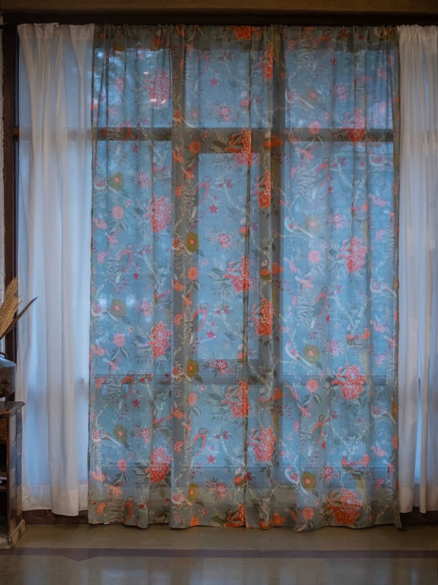 Printed Linen Curtain : Bird Manosque