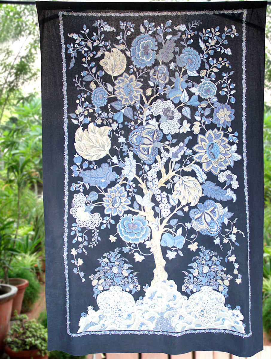 Voile Curtain : Tree Of Life Indigo